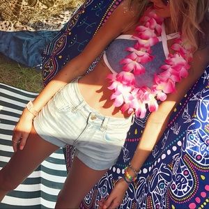 Light Wash High Waist Denim Shorts